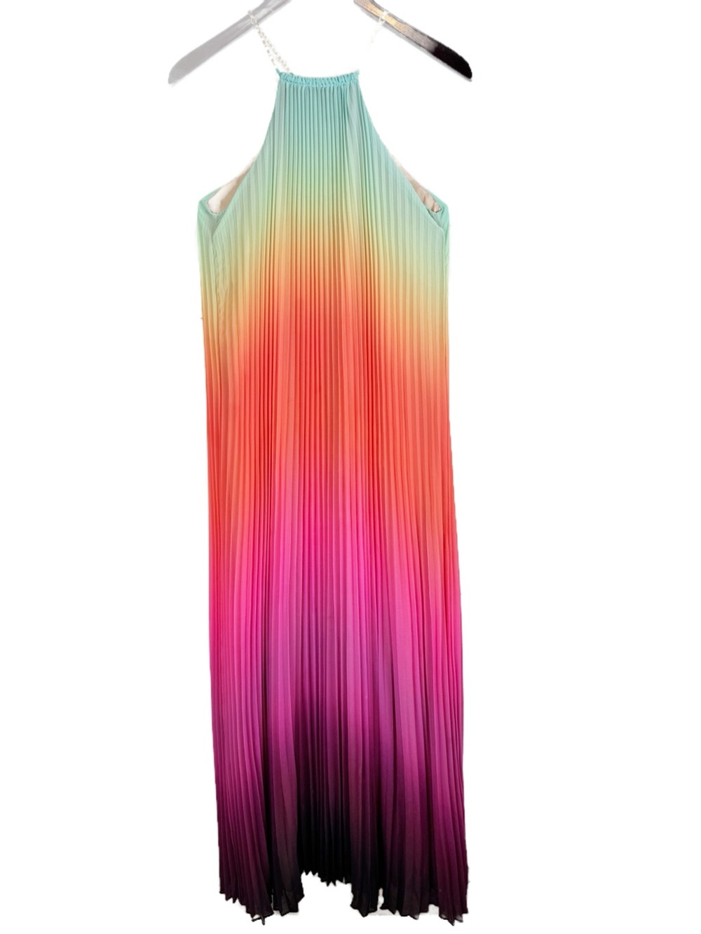 Trina Turk | Ombre Pleated Halter Maxi Dress, S - Picture 3 of 9